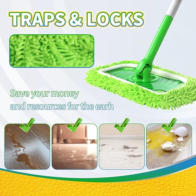 3 Pack Green Coral Fleece Mop Pads